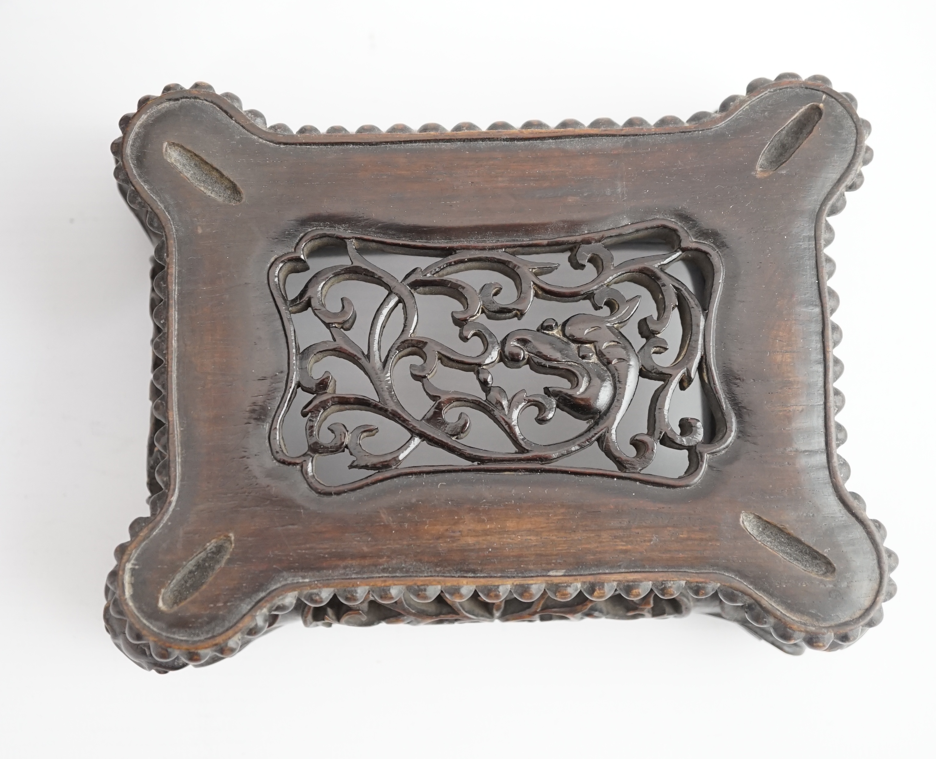A large Chinese hongmu vase stand and a rectangular hongmu fangding censer stand, late 19th century